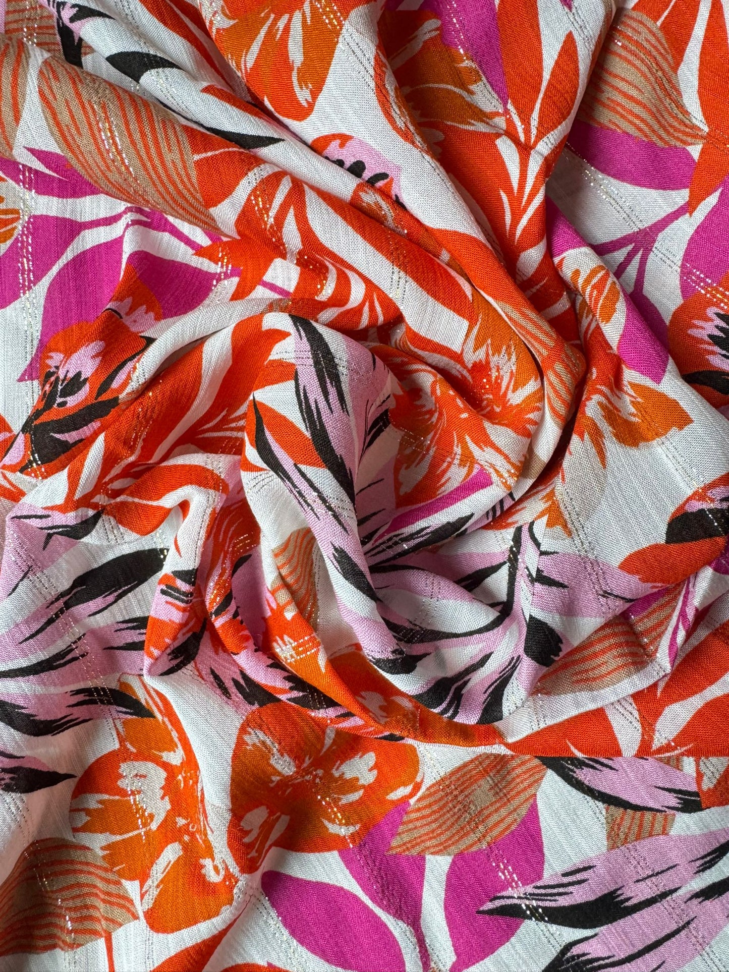 BLOSSOM - Viscose & lurex - Blanc rose orange