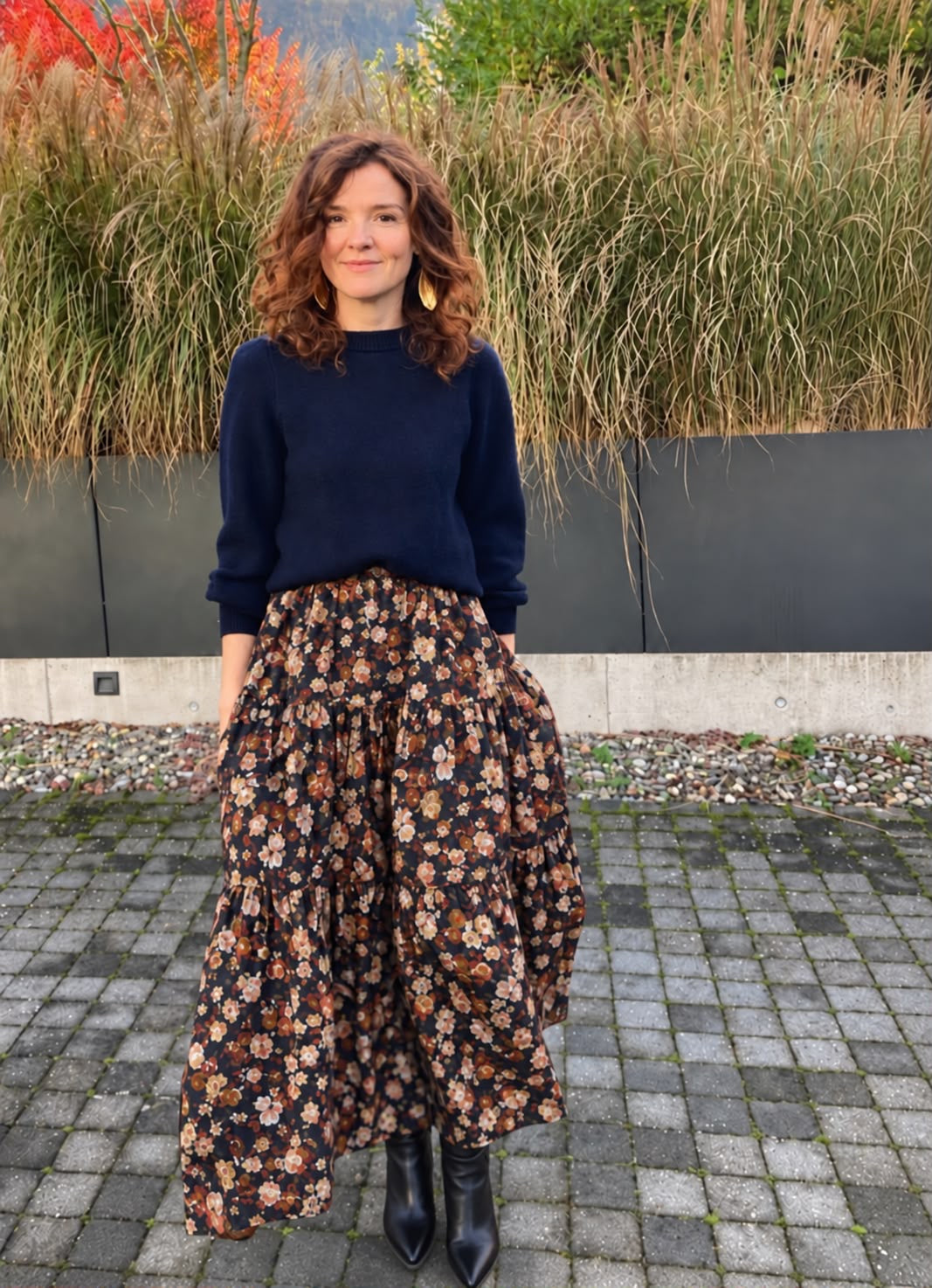 VISCOSE BOHEME - Fleurie fond bleu nuit - Issue prêt-à-porter premium