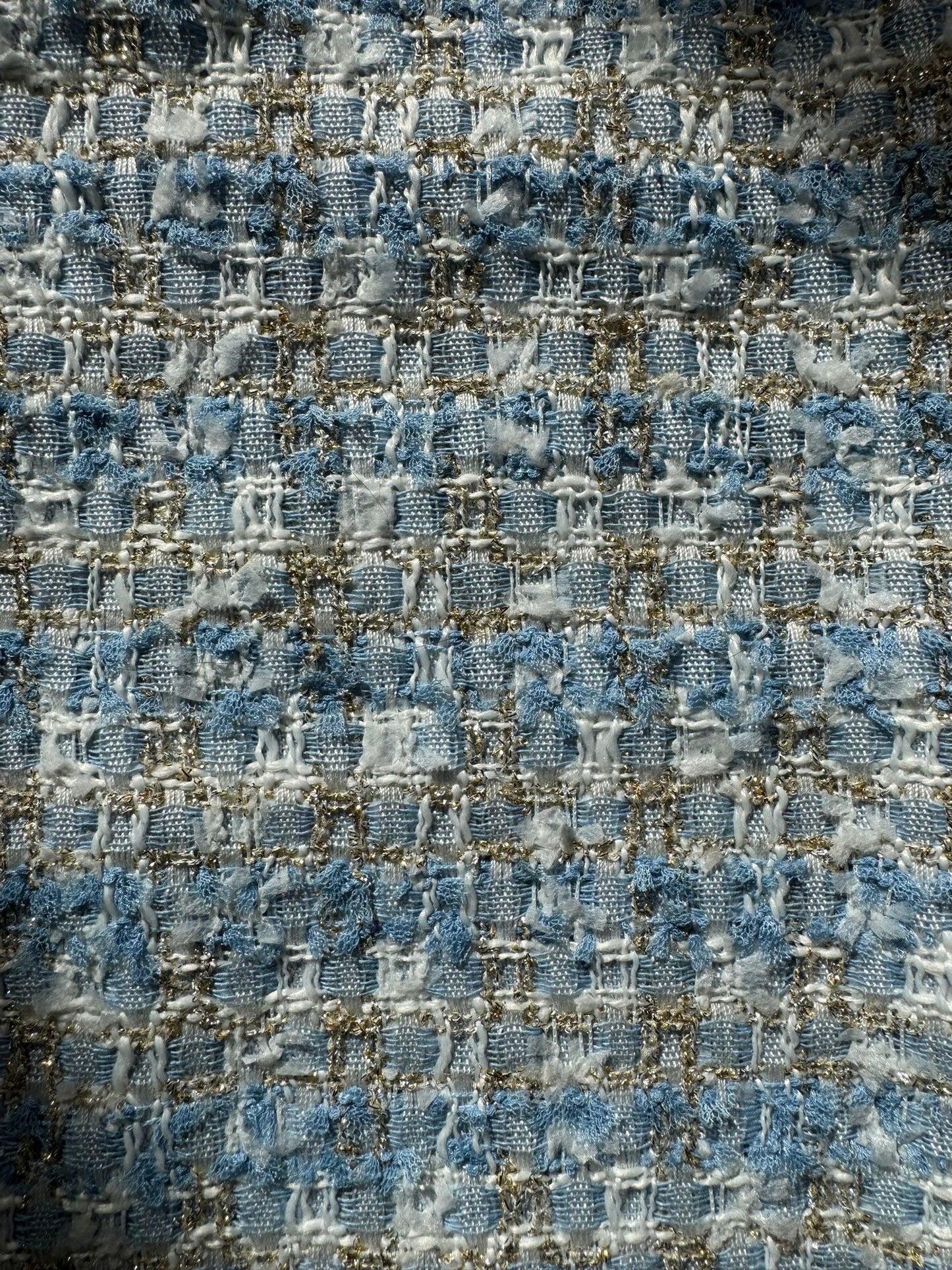 AGAPANTHE  - Tweed bleu ciel, beige et lurex doré