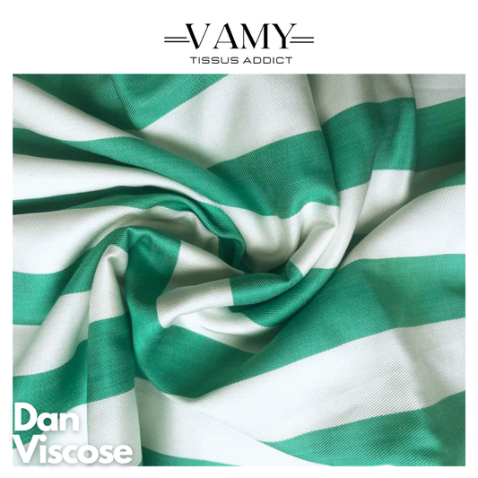 DAN - Viscose (100%) - Rayures vertes et blanches