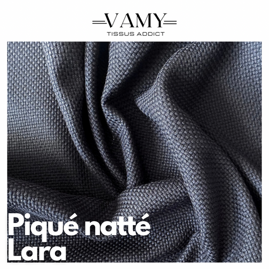 LARA - Piqué natté noir - Issu d'une maison de luxe française