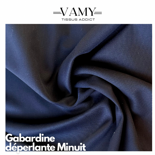 GABARDINE DE LAINE  MINUIT DEPERLANTE - bleu marine - Issue du prêt-à-porter premium