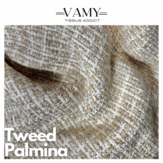 TWEED PALMINA   - Tweed écru, beige et lurex doré