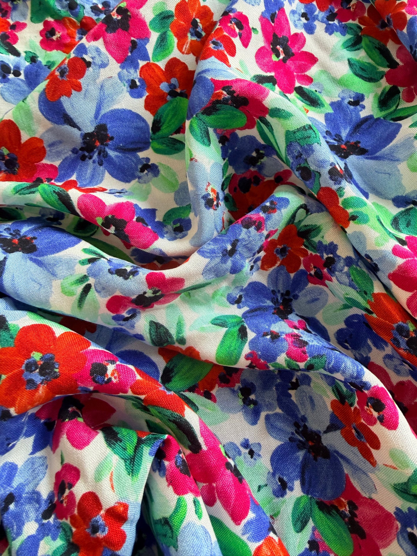 PRINTA- Viscose (100%)- Bleu rouge vert blanc