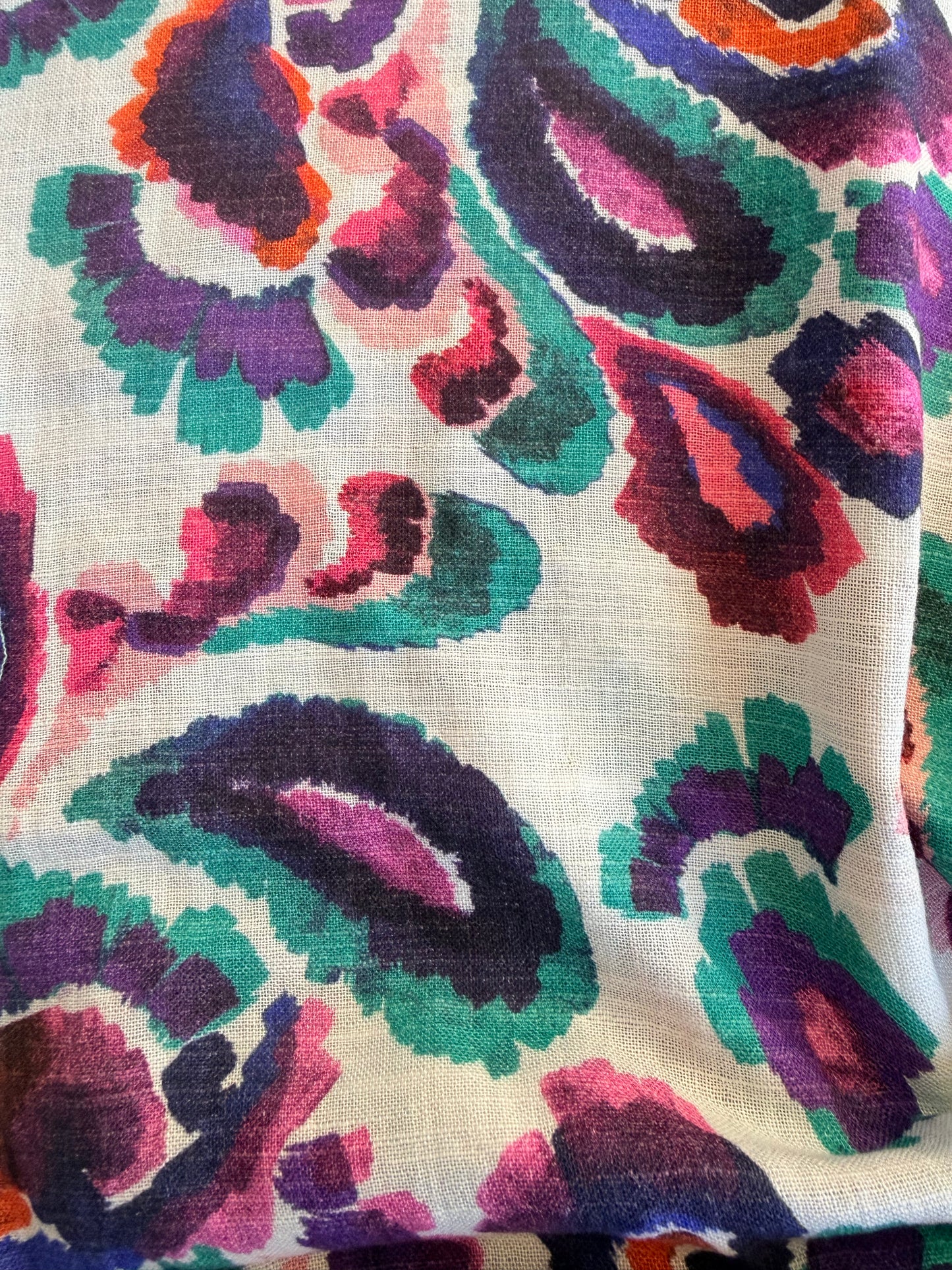 LILAS -  Coton vicose Effet lin - violet bleu blanc vert rose