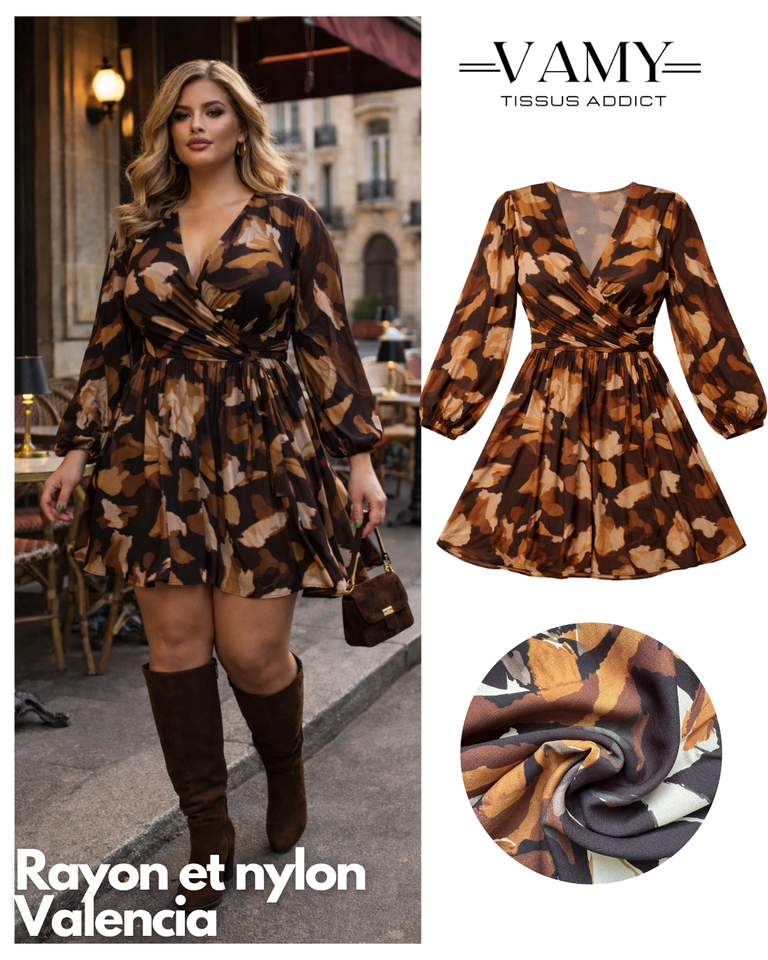 VALENCIA - Rayon et Nylon marron