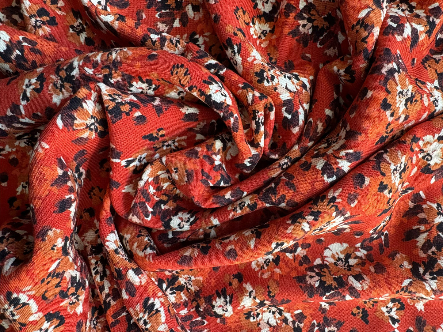 FIORELLA - Viscose (100%)- orange marron blanc