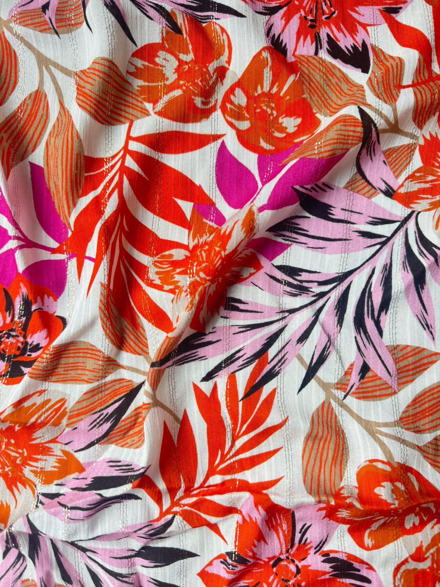 BLOSSOM - Viscose & lurex - Blanc rose orange
