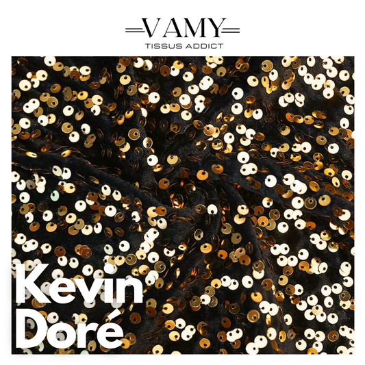KEVIN DORE - Sequin doré sur maille velours
