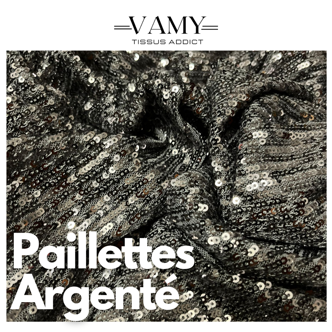 PAILLETTES - Sequin argenté sur maille résille