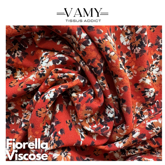 FIORELLA - Viscose (100%)- orange marron blanc