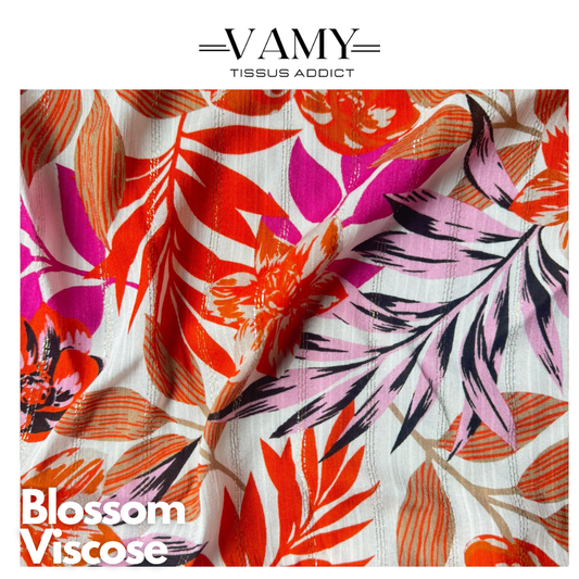 BLOSSOM - Viscose & lurex - Blanc rose orange