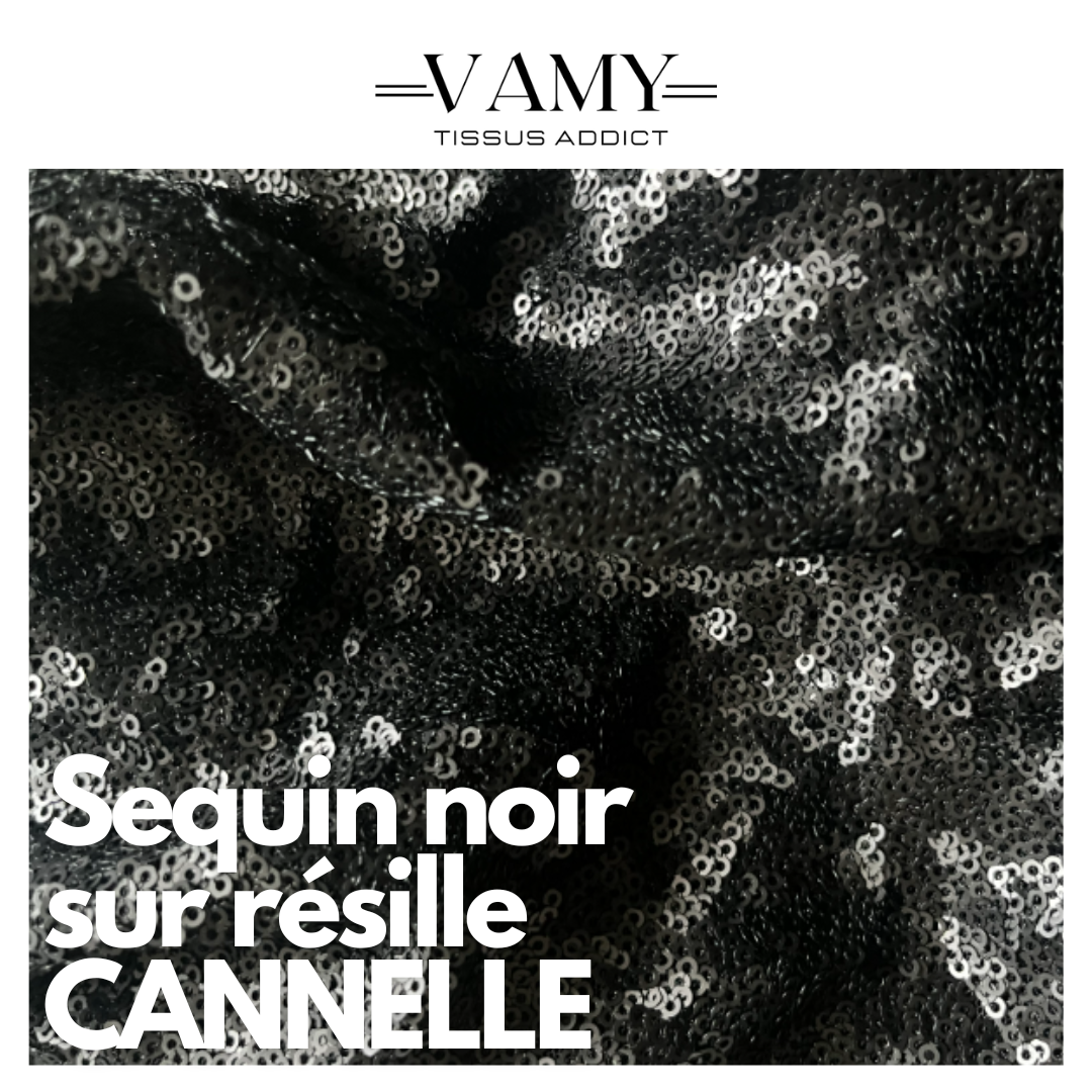 CANNELLE - Sequin noir sur résille