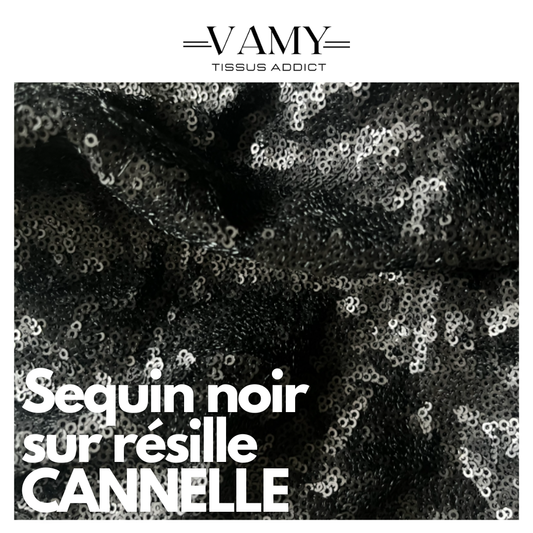 CANNELLE - Sequin noir sur résille