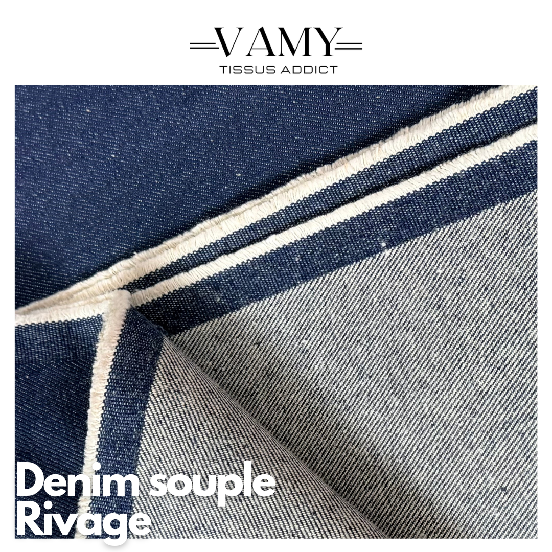DENIM SOUPLE RIVAGE - Jean bleu brut souple - Fabriqué en Italie