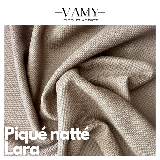 LARA - Piqué natté taupe - Issu d'une maison de luxe française