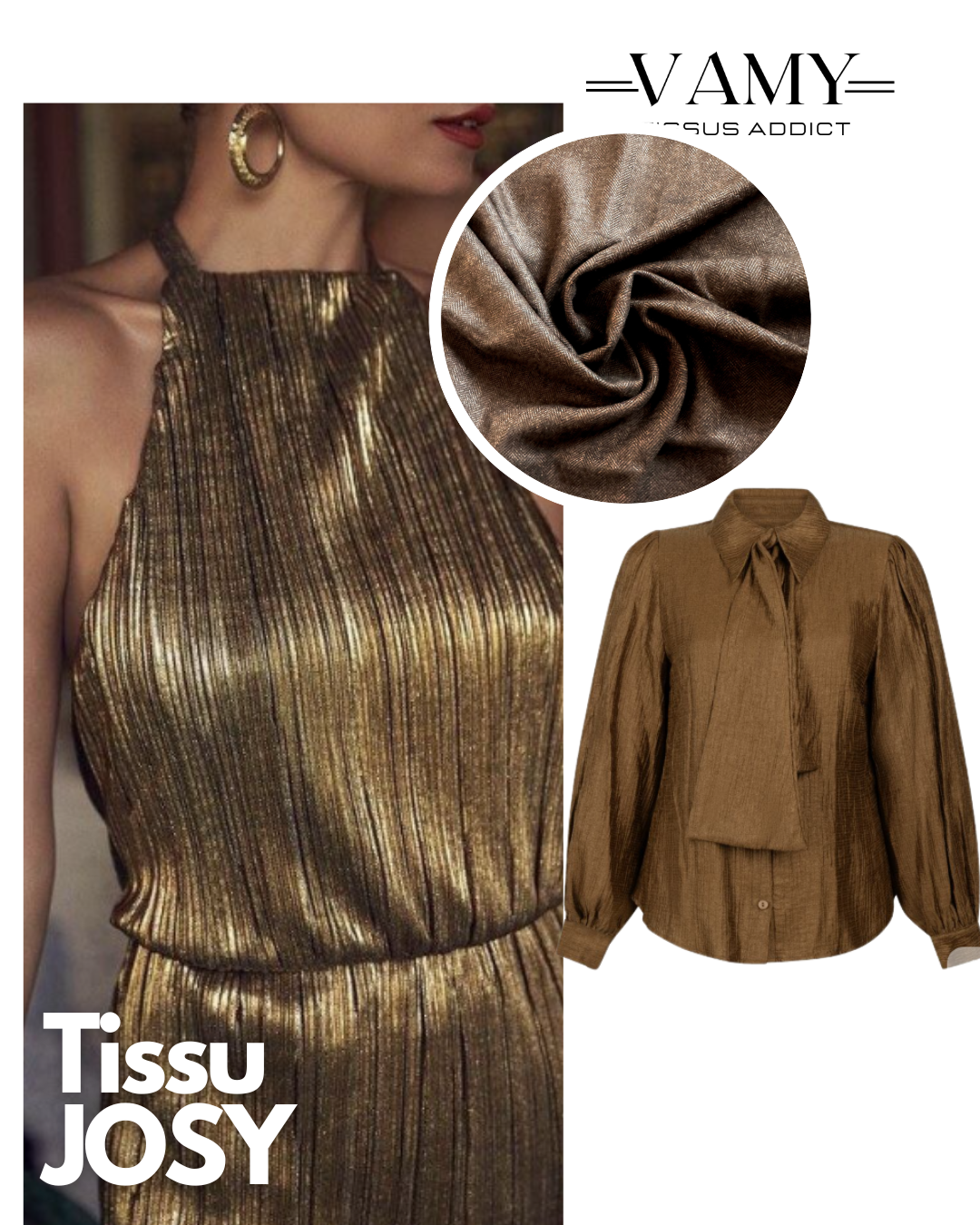 TISSU DE FETE JOSY- Métallisé texturé bronze