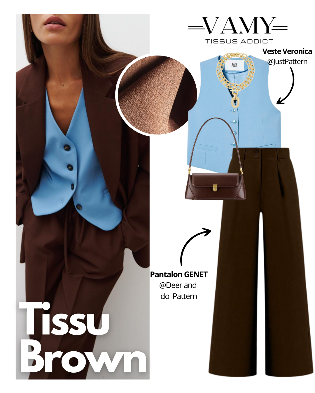 BROWN – Crepe marron chocolat, chic et polyvalent